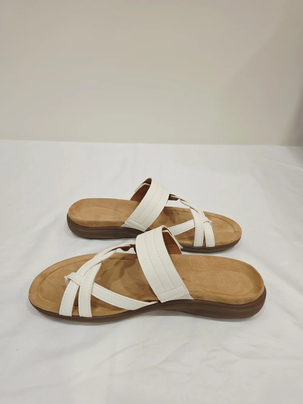 Easy Spirit White Warren Braided Slide Sandals